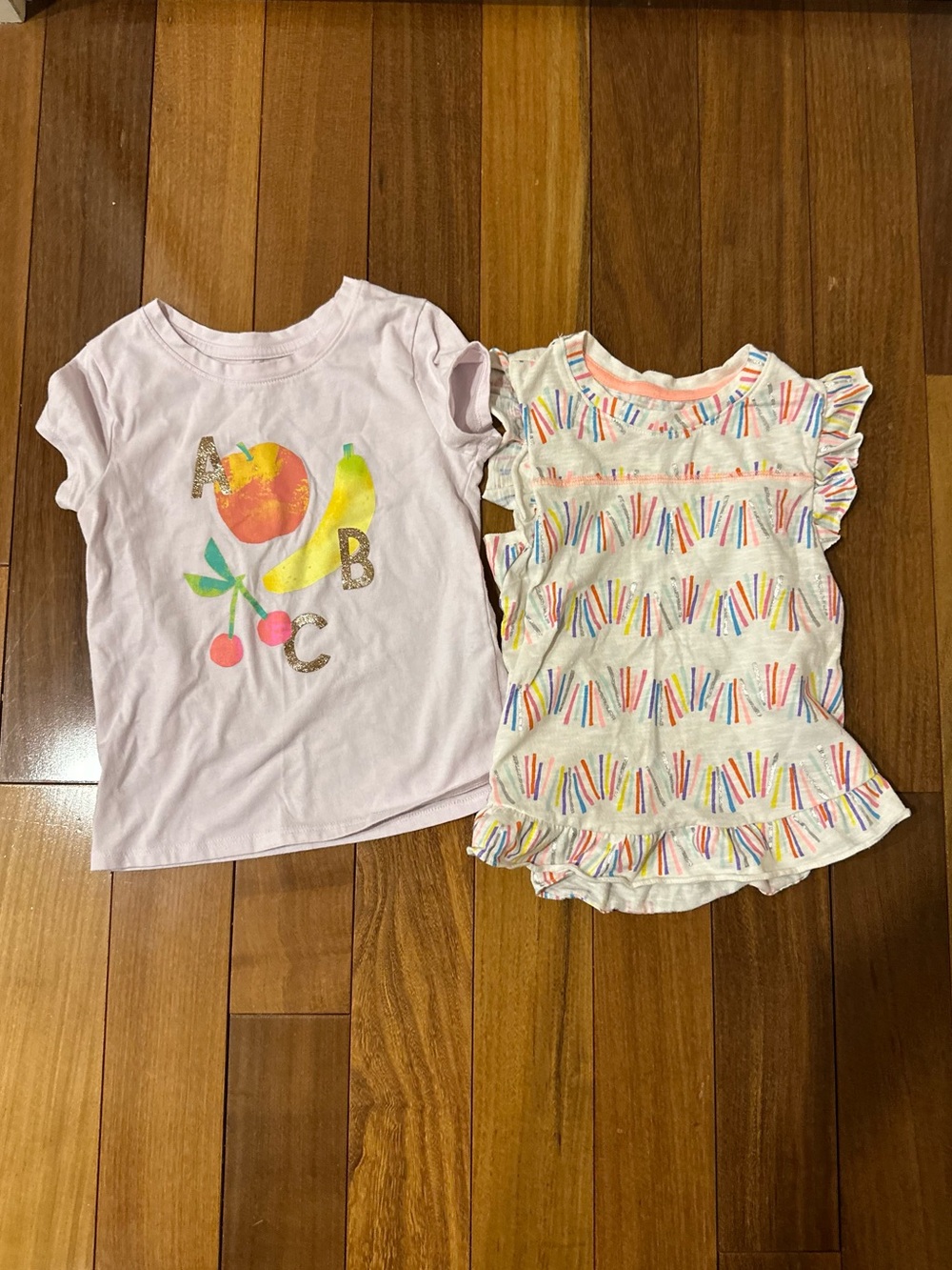 Girl ABC & Rainbow Ruffle Tops - Pastel Pink & Cream